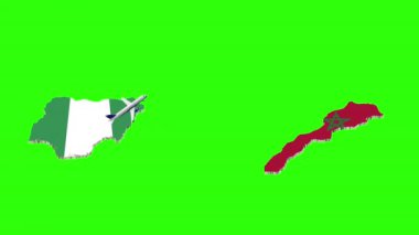 NIGERIA 'den Fas' a Uçuşun Animasyonu Yeşil Ekranda