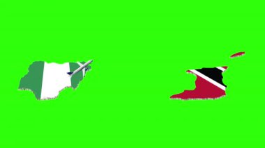 NIGERIA 'den TRINIDAD' e Uçuşun Animasyonu Yeşil Ekranda