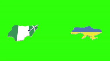 NIGERIA 'den UKRAINE' a Uçuşun Animasyonu Yeşil Ekranda