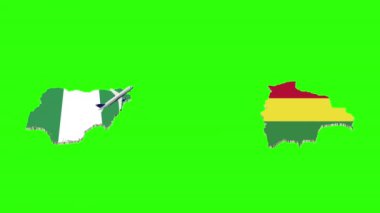 NIGERIA 'den BOLIVIA' ya Uçuşun Animasyonu Yeşil Ekranda