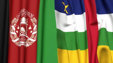 AfgANISTAN ve Orta Afrika Cumhuriyeti bayrakları gerçekçi kumaş dokusuyla