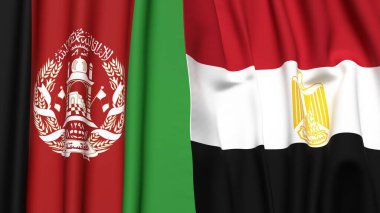 Gerçekçi kumaş dokusuna sahip AfgANISTAN ve EGYPT bayrakları