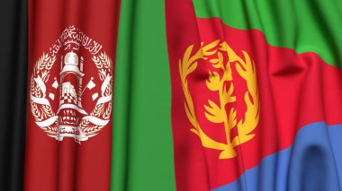 Gerçekçi kumaş dokusuna sahip AfghANISTAN ve ERITREA bayrakları