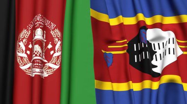 AfghANISTAN ve Eswatini bayrakları gerçekçi kumaş dokusuyla