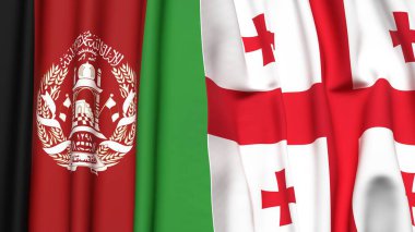 Gerçek kumaş dokusuna sahip AfghANISTAN ve GEORGIA bayrakları