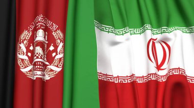 AfgANISTAN ve İRAN bayrakları gerçekçi kumaş dokusuyla