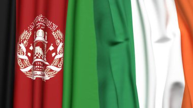 Gerçekçi kumaş dokusuna sahip Afgan ve İrlanda bayrakları