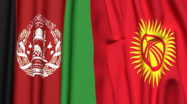 AfgANISTAN ve KYRGYZSTAN bayrakları gerçekçi kumaş dokusuyla