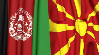 Gerçekçi kumaş dokusuna sahip AfghANISTAN ve MACEDONIA bayrakları