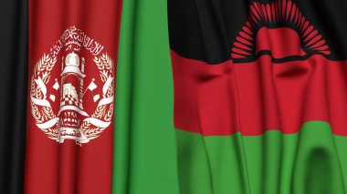AfgANISTAN ve MALAWI bayrakları gerçekçi kumaş dokusuyla