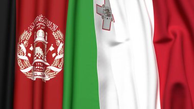 AfgANISTAN ve MALTA bayrakları gerçekçi kumaş dokusuyla