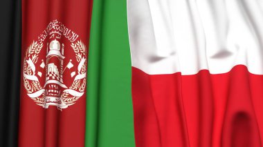 Gerçekçi kumaş dokusuna sahip AfghANISTAN ve POLAND bayrakları