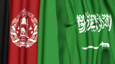 AfgANISTAN ve SAUDI ARABIA bayrakları gerçekçi kumaş dokusuyla