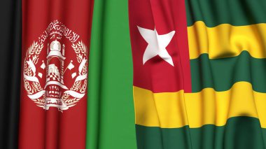 Gerçekçi kumaş dokusuna sahip Afganlar ve TOGO bayrakları