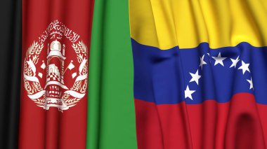 AfgANISTAN ve Venezuela bayrakları gerçekçi kumaş dokusuyla