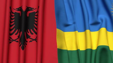 Gerçekçi kumaş desenli ALBANIA ve Rwanda bayrakları
