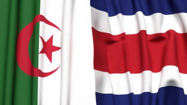 Gerçekçi kumaş dokusuna sahip ALGERIA ve COSTA RICA bayrakları