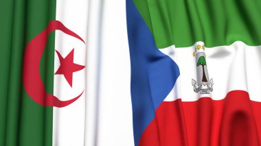 Gerçekçi kumaş dokusuna sahip ALGERIA ve EquATORIAL Guinea bayrakları