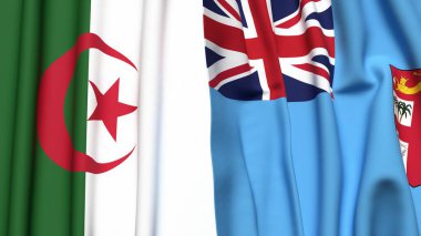 Gerçekçi kumaş dokusuna sahip ALGERIA ve FIJI bayrakları