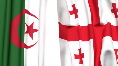 Gerçekçi kumaş dokusuna sahip ALGERIA ve GEORGIA bayrakları