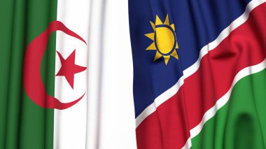 Gerçekçi kumaş dokusuna sahip ALGERIA ve NAMIBIA bayrakları