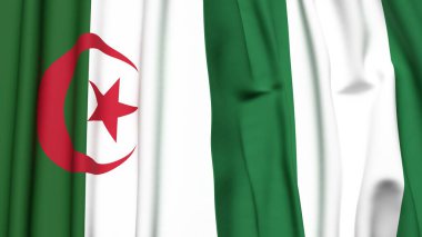 Gerçekçi kumaş dokusuna sahip ALGERIA ve NIGERIA bayrakları