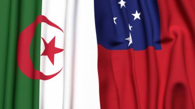 Gerçekçi kumaş dokusuna sahip ALGERIA ve SAMOA bayrakları