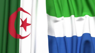 Gerçekçi kumaş dokusuna sahip ALGERIA ve SIERRA LEONE bayrakları