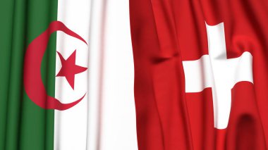 Gerçekçi kumaş dokusuna sahip ALGERIA ve SWitness ZERLAND bayrakları