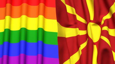 MACEDONIA Gururu: LGBTQ + ve MACEDONIA Bayrak Arkaplanının Birleştirilmesi