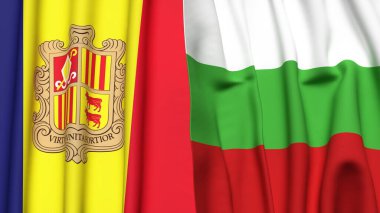ANDORRA ve BÜLGARYA bayrakları gerçekçi kumaş dokusuyla