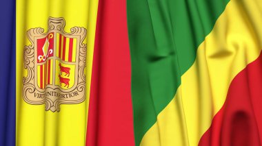 ANDORRA ve CONGO R bayrakları gerçekçi kumaş dokusuyla