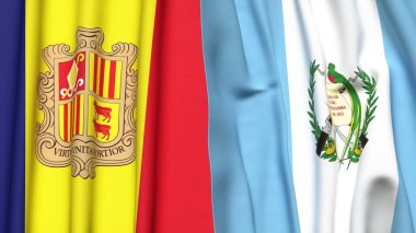 ANDORRA ve GUATEMALA bayrakları gerçekçi kumaş dokusuyla