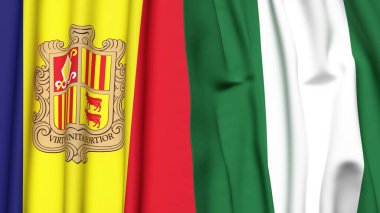 ANDORRA ve NIGERIA bayrakları gerçekçi kumaş dokusuyla