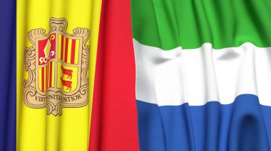 Gerçek kumaş desenli ANDORRA ve SIERRA LEONE bayrakları
