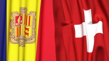 ANDORRA ve SWitzERLAND bayrakları gerçekçi kumaş dokusuyla