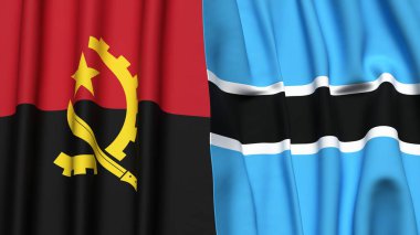 ANGOLA ve BOTSwana bayrakları gerçekçi kumaş dokusuyla
