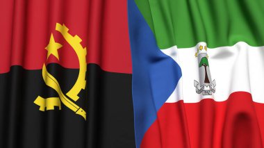 ANGOLA ve Eşitlikçi Guinea bayrakları gerçekçi kumaş dokusuyla