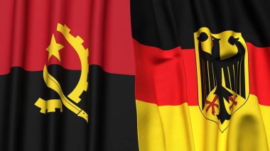 ANGOLA ve GERMANY bayrakları gerçekçi kumaş dokusuyla