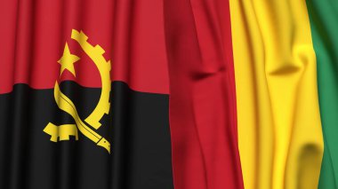 ANGOLA ve Gine bayrakları gerçekçi kumaş dokusuyla