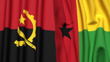 ANGOLA ve Gine-BISSAU bayrakları gerçekçi kumaş dokusuyla