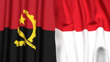 ANGOLA ve Monako bayrakları gerçekçi kumaş dokusuyla