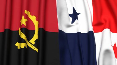 ANGOLA ve Panama 'nın gerçekçi kumaş dokusuna sahip bayrakları