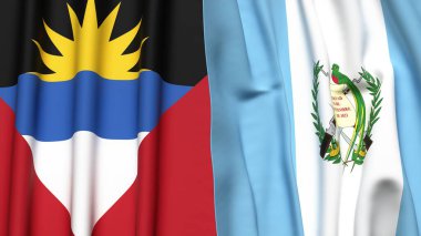 ANTIGUA ve BARBUDA bayrakları ve gerçekçi kumaş dokusuna sahip GUATEMALA