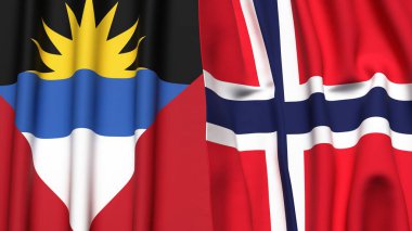 ANTIGUA ve BARBUDA bayrakları ve gerçekçi kumaş dokusuna sahip NORway