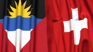 AnTIGUA ve BARBUDA bayrakları ve gerçekçi kumaş dokusuna sahip SWitzERLAND