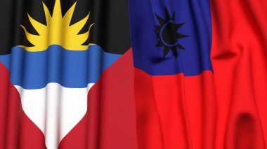 AnTIGUA, BARBUDA ve Tayvan bayrakları gerçekçi kumaş dokusuyla