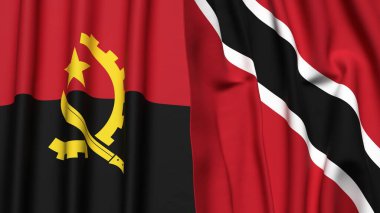 Gerçekçi kumaş dokusuna sahip ANGOLA ve TRINIDAD bayrakları