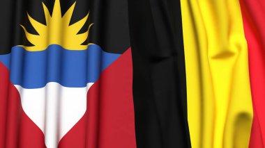 ANTIGUA ve BARBUDA bayrakları ve gerçekçi kumaş dokusuyla Çad