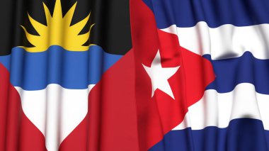 AnTIGUA, BARBUDA ve CUBA bayrakları gerçekçi kumaş dokusuyla